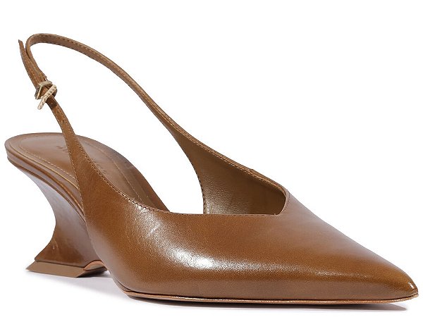 Slingback Siena Mid Buckle Couro Marrom Schutz