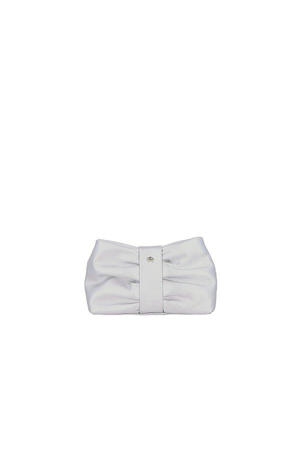 Bolsa Clutch Em Couro  Com Alça Luiza Barcelos Prata