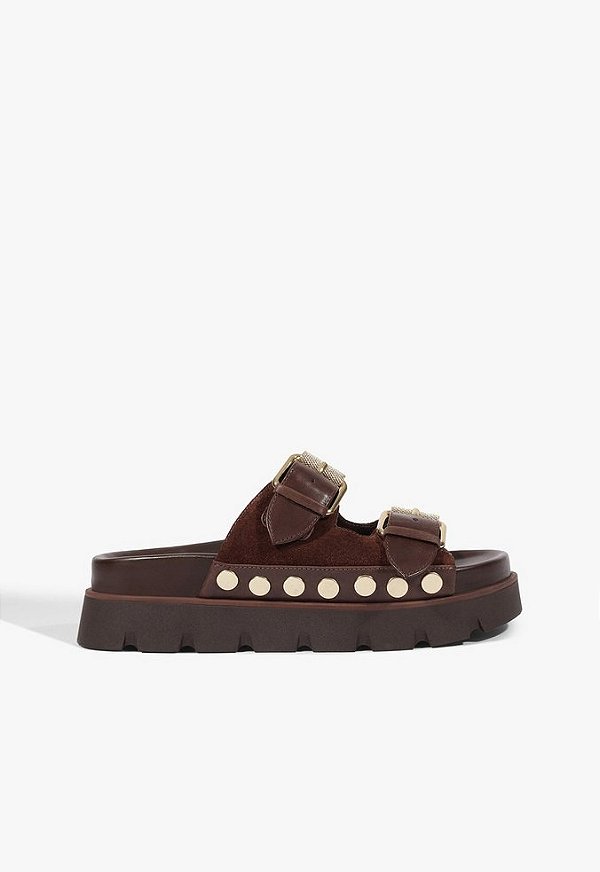 Papete Bico Redondo Marrom Tachas Schutz