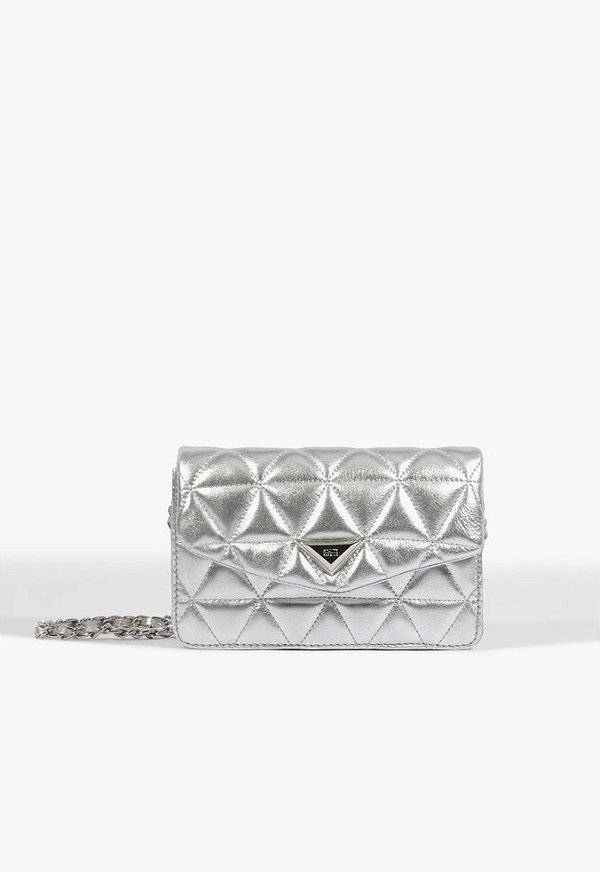 Bolsa Pequena Tiracolo 944 Matelassê Couro Prata Schutz