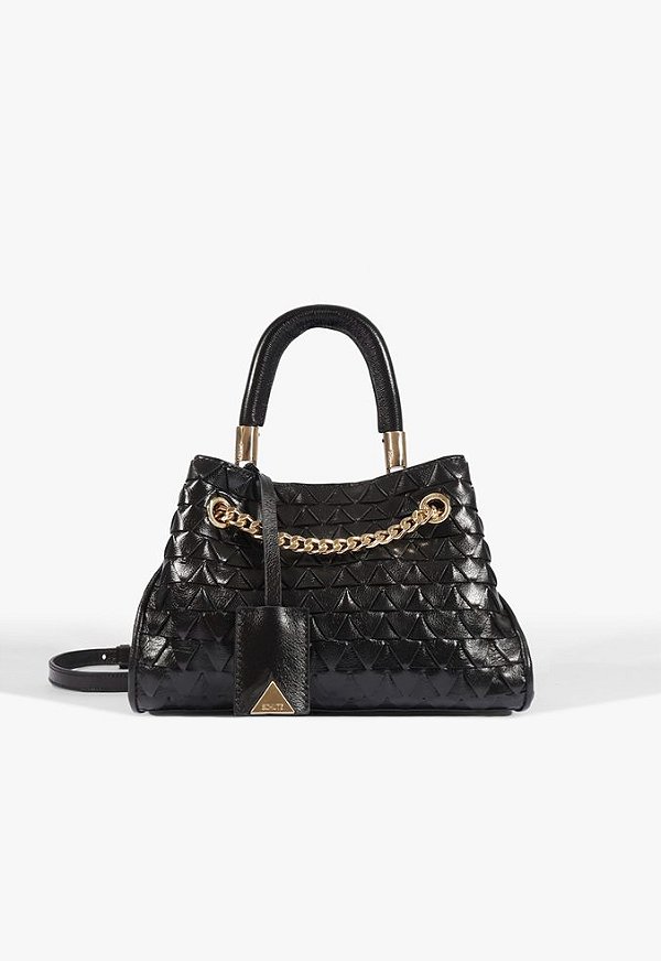 Bolsa Satchel Rebecca Média Couro Preta Schutz