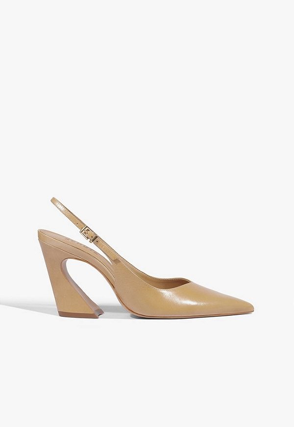 Scarpin Lexi Sling Block Couro Marrom Claro Schutz