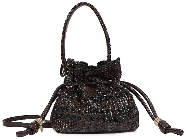 Bolsa Média Bucket Tressê Em Couro Coffee Schutz