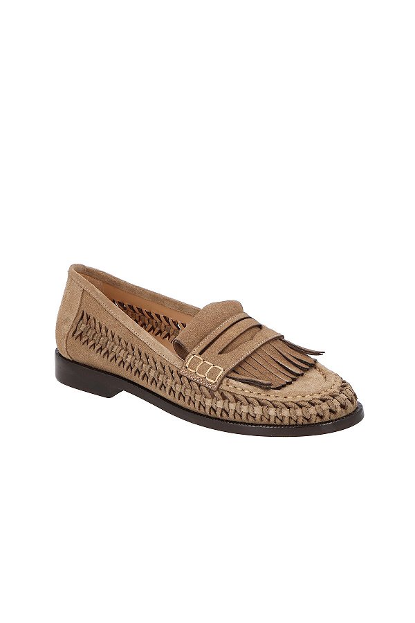 Mocassim Em Camurça Com Franjas Fendi Luiza Barcelos