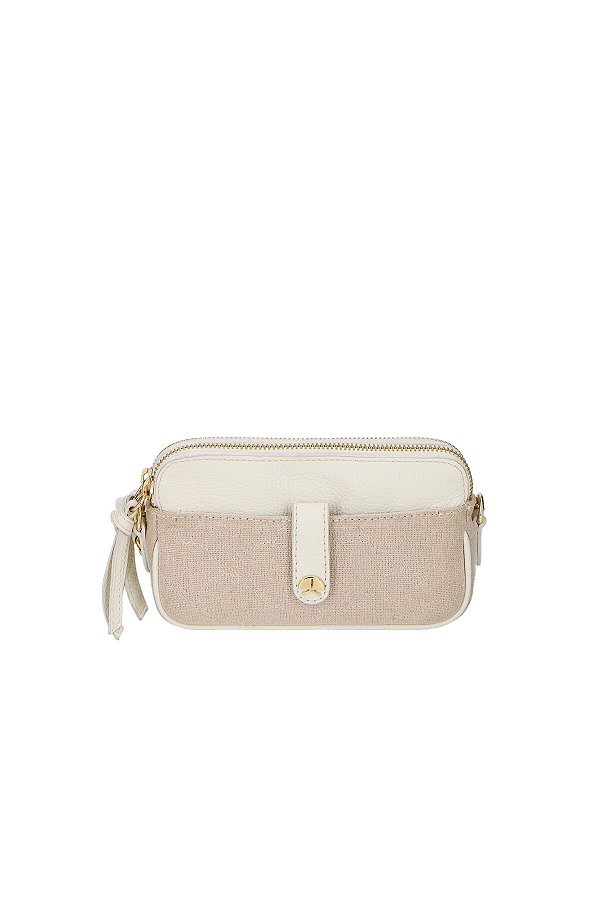 Bolsa Pequena Tiracolo Em Couro Off White E Lona Fendi Luiza Barcelos