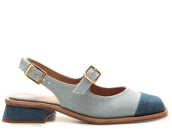 Slingback Cap Toe Irene Jeans Azul Vicenza