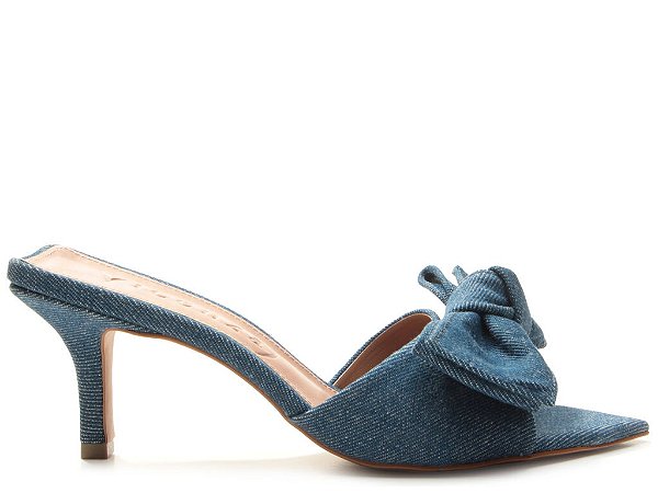 Tamanco Em Couro Com Jeans Azul Vicenza