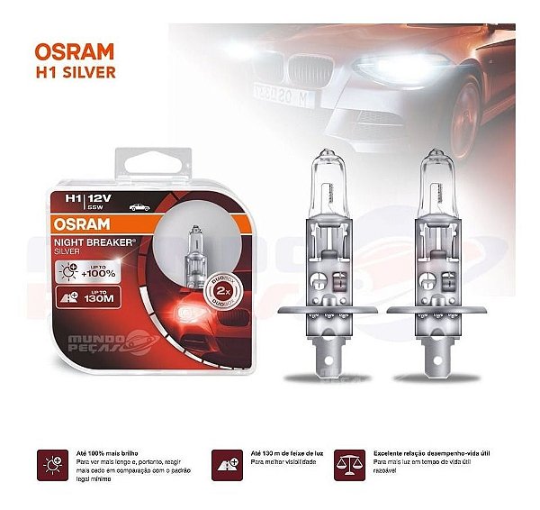 Lampada Osram Night Breaker Silver H1 Par 100% + Luz Origina