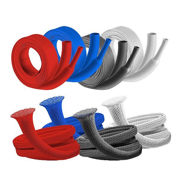 Kit de Malha Náutica Expansiva + Tubo Termo Retrátil Cores Preto Azul Vermelho Branco Preto ou Personalizado