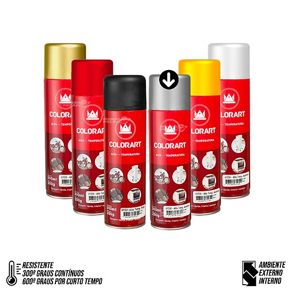 Tinta Spray Alta Temperatura Aluminio - 600ºc- Colorart