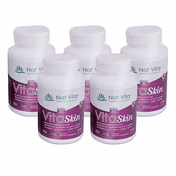 Kit Vita Skin Sabor Amora 60 Balas 5 unidades