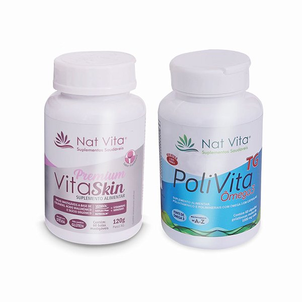 Kit Vita Skin Premium MAIS Polivita Ômega 3 Tg 60 Cáps