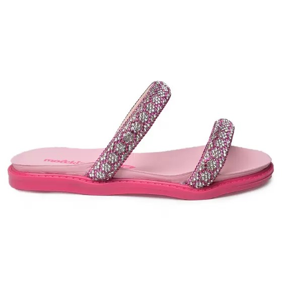 Rasteira Molekinha Com Strass Infantil Feminino Cor Rosa Pink