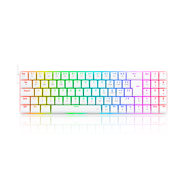 Teclado Mecanico Gamer Ashe Pro K626P-KBS-W RGB Branco Switch Marrom