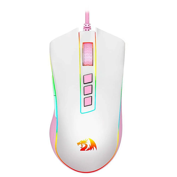 Mouse Gamer Redragon Cobra Bubblegum(Branco com Rosa) 12400 DPI RGB