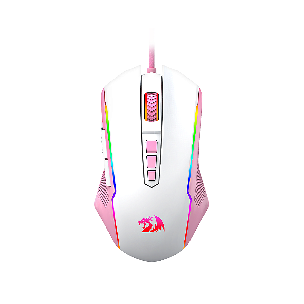 Mouse Gamer Redragon Ranger Lollipop (Branco com Rosa) 12400DPI RGB