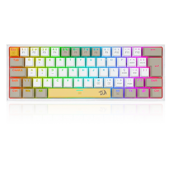 Teclado gamer Redragon Fizz RGB K617 Daylight Switch Brown Layout 60%