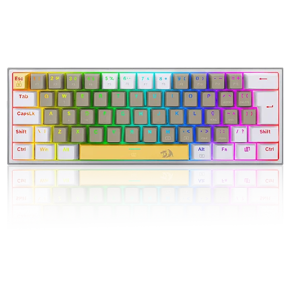 Teclado gamer Redragon Fizz RGB K617 Sunshine Switch Brown Layout 60%