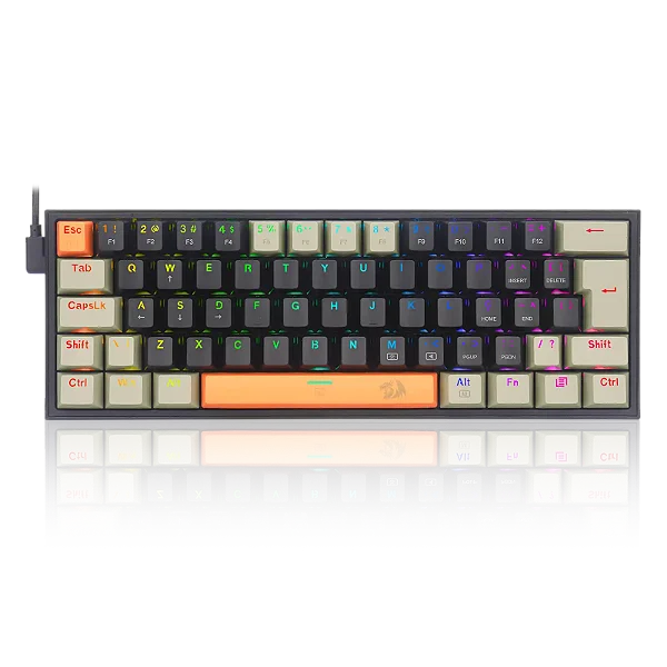 Teclado gamer Redragon Fizz RGB K617 Sunset Switch Brown Layout 60%