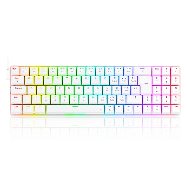 TECLADO MECÂNICO GAMER ASHE PRO RGB BRANCO SWITCH MARROM