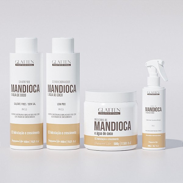 Kit Mandioca e Água de Coco - Hidratação, Força e Brilho para os Fios