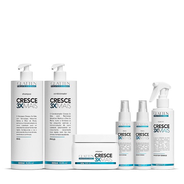 Cresce 3x Mais - Kit Completo para Crescimento + Tônico - (Frete Grátis)