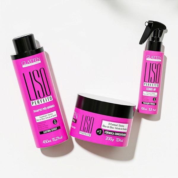 Promoção Glatten - Shampoo + Máscara + Leave-in - Liso Perfeito