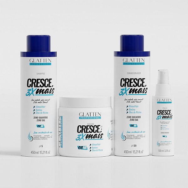 Promoção - Kit Cresce 3x Mais - Shampoo, Condicionador, Máscara e Tônico - (Frete Grátis)