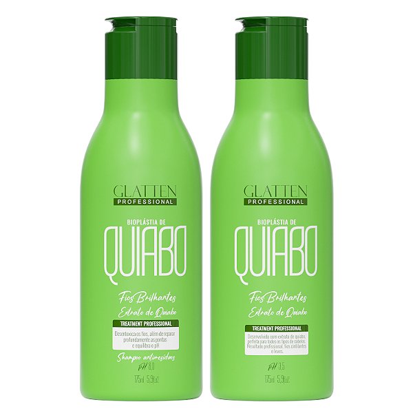 Kit Escova Quiabo Glatten Máscara para Alisamento e Shampoo Anti Resíduos