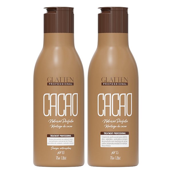Kit Escova Cacau Glatten Máscara para Alisamento e Shampoo Anti Resíduos