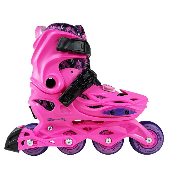 Traxart Patins Freemix Infantil ajustável Abec9 - ROSA / 29 ao 36