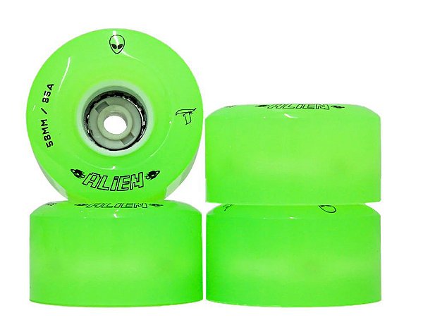 Rodas QUAD Traxart Led Alien 58mmX 32mm/85A - Verde (4 unidades)
