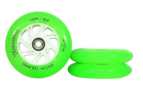 Rodas Led Traxart SPECIAL 110mm/85a VERDE - 3 unidades