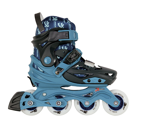Patins Traxart X-LIGHT ajustável rodas Led ABEC9 - Azul / 29 AO 36