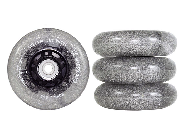 Rodas Traxart Led Special 80mm/85a Glitter: Prata - 4 unidades