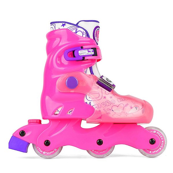 Patins Micro Skates Future Infantil Ajustável - Rosa Plum LED / 21 ao 32