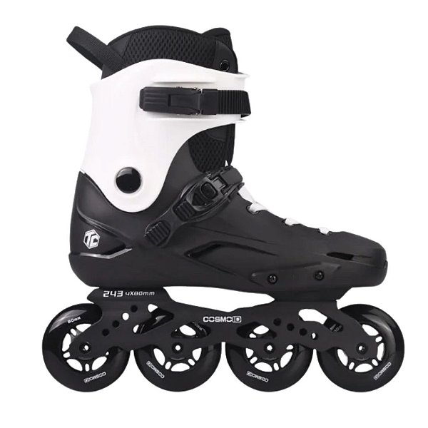 Patins Cosmo TC Preto/Branco - Base em Alumínio / Abec-9