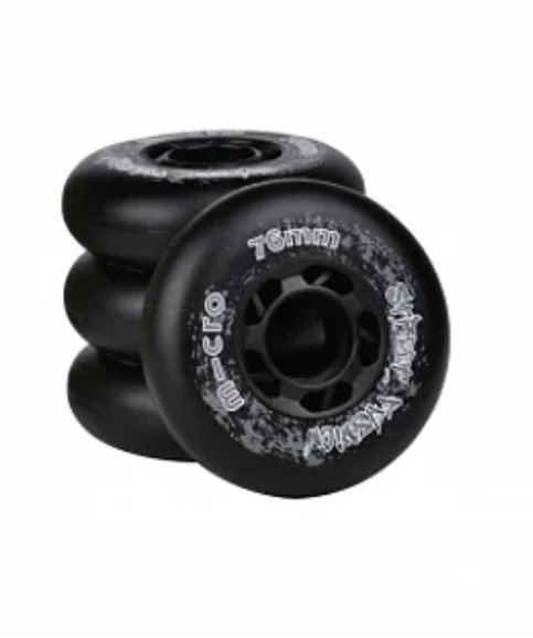 Rodas Micro skate / MT Plus Preta - 76mm (4 unidades)