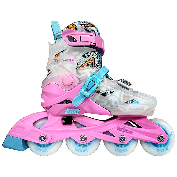 Patins Traxart Infantil Starlight Rosa Com Rodas Led -abec-9