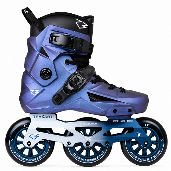 Patins Traxart New R3 Azul Holográfico - 110mm Abec-9 Cromo