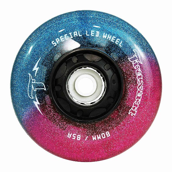 RODAS GLITTER LED SPECIAL PINK E AZUL 80mm/85A