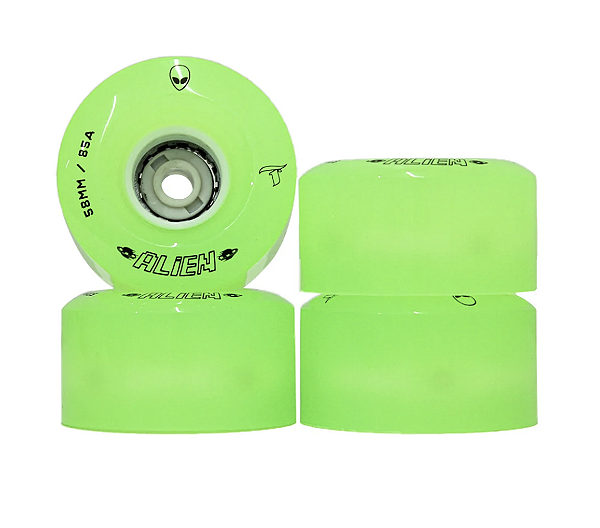 Rodas Quad Traxart LED Alien Verde 58x32mm 85A (4 rodas)
