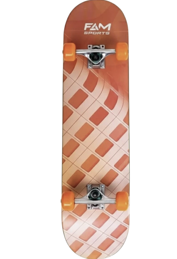 Skate Montado FAM Quadrants 8.0" Maple Canadense - Laranja