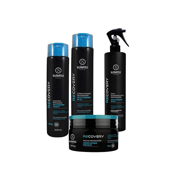 LINHA RECOVERY (01 SHAMPOO REECOVERY 300ML, 01 CONDICIONADOR RECOVERY 300ML, 01 SPRAY DESEMBARAÇANTE 300ML, E 01 MÁSCARA RECOVERY 300G )
