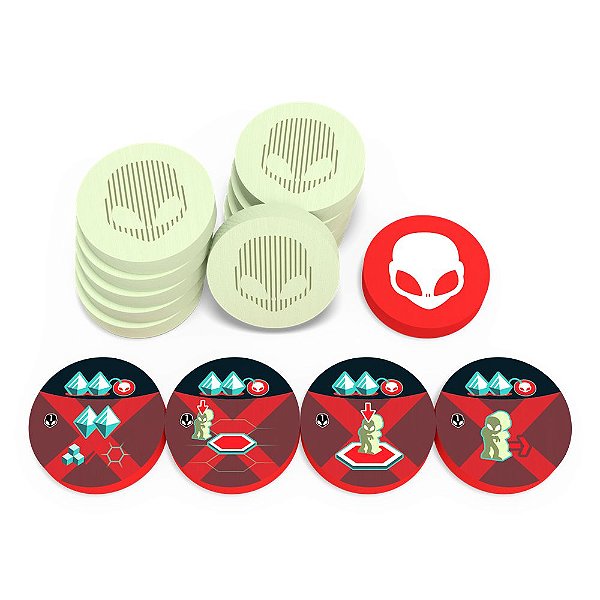 ON MARS: ALIEN INVASION WOODEN ALIEN TOKEN