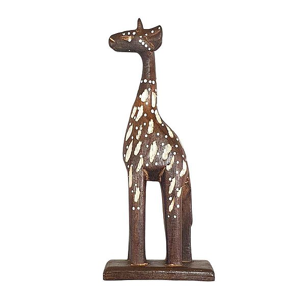 Girafa Entalhada de Madeira Balsa 15cm