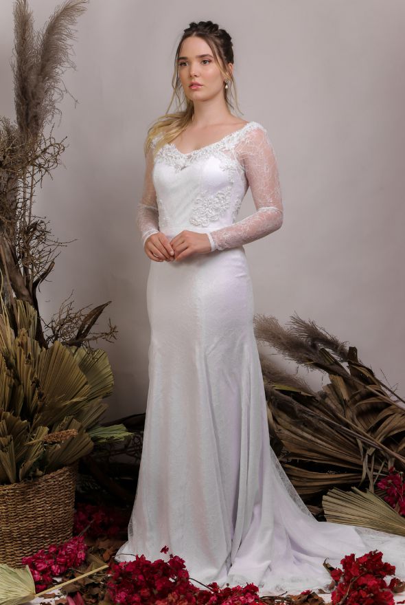 Vestido de Noiva 2 em 1 - Semi Sereia com saia removível e decote coração - BELLA