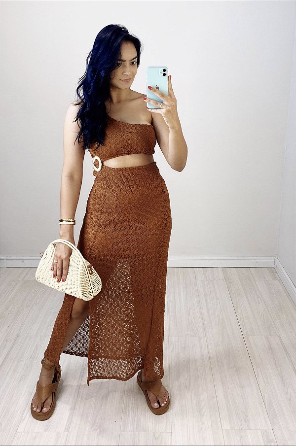 VESTIDO CROCHE NULA MANGA TERRA (AR24-2214)