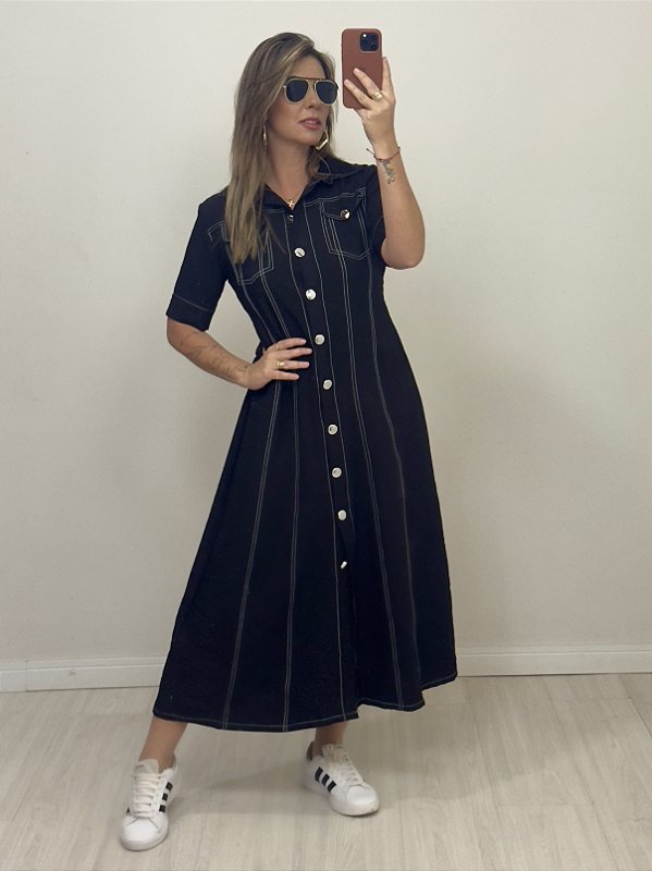 CHEMISE PESPONTO PRETA  (AR25-1269)