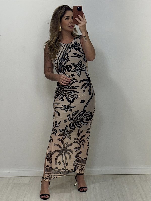 VESTIDO REGATA TULE PRETO/OFF (AR25-1579)